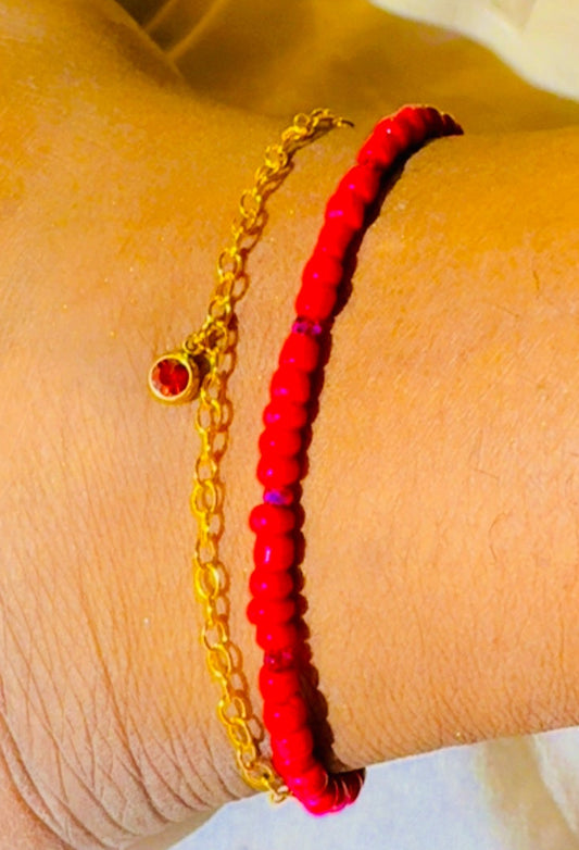 Chaine de cheville rose
